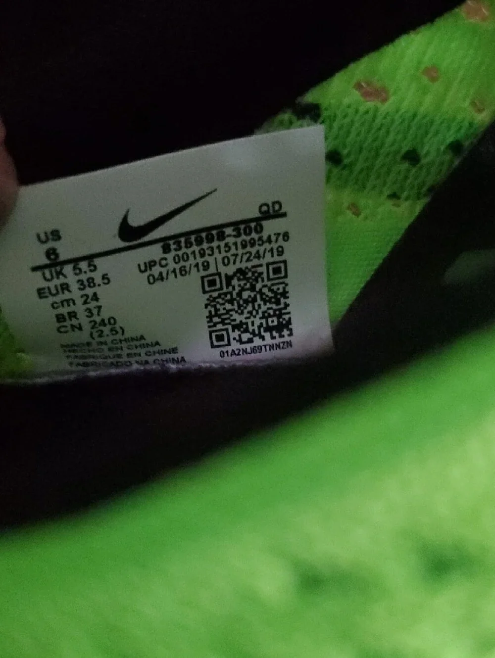 Nike Neon Green Running Spikes with Black Accents